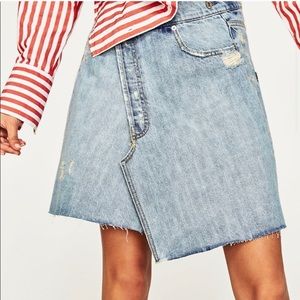 Zara woman denim wrap skirt